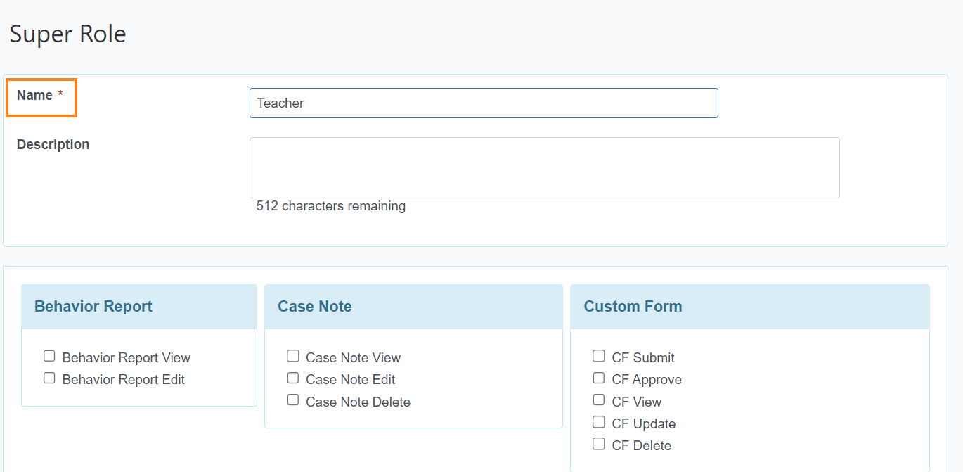 Super Role Name ISP program on therap dashboard