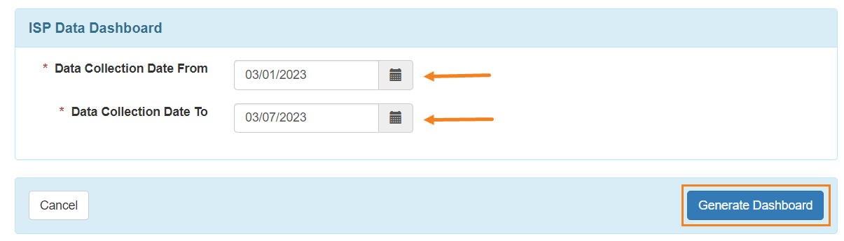 data range select program from isp program list
