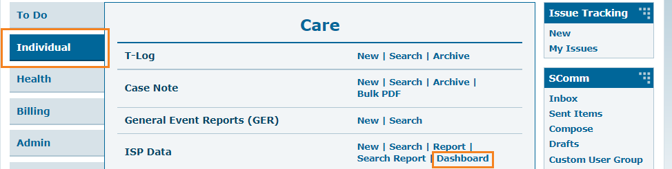 ISP program on therap dashboard