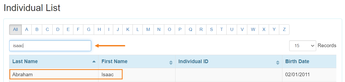 medical info individual list