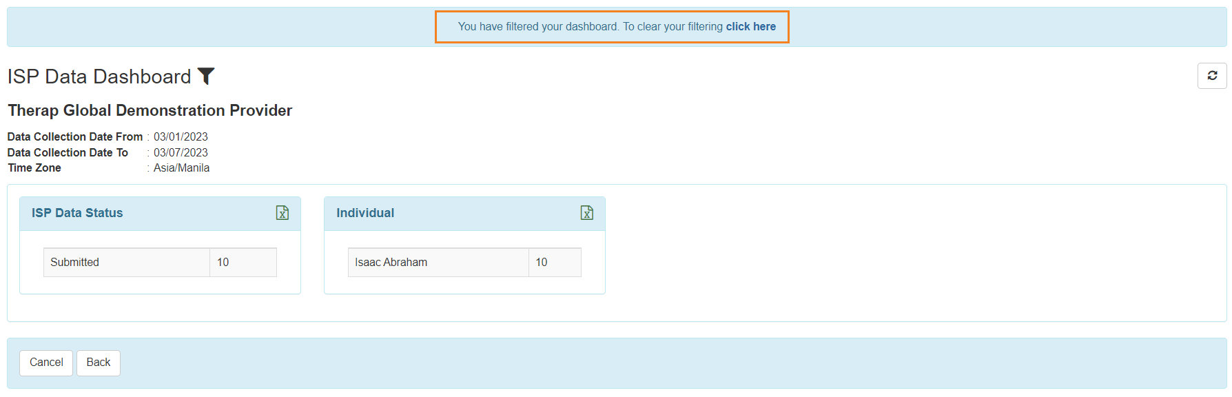 success msg select program from isp program list