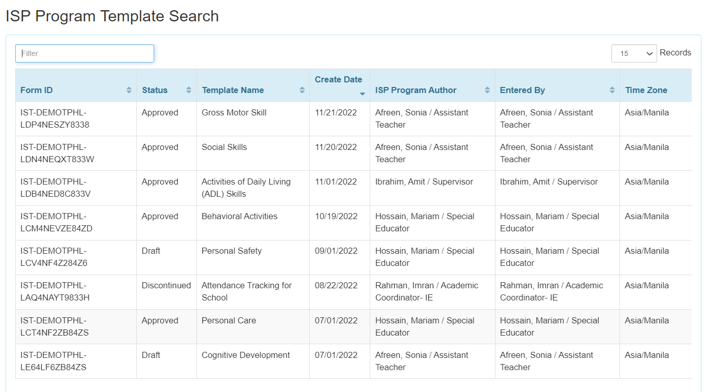 ISP program on therap dashboard