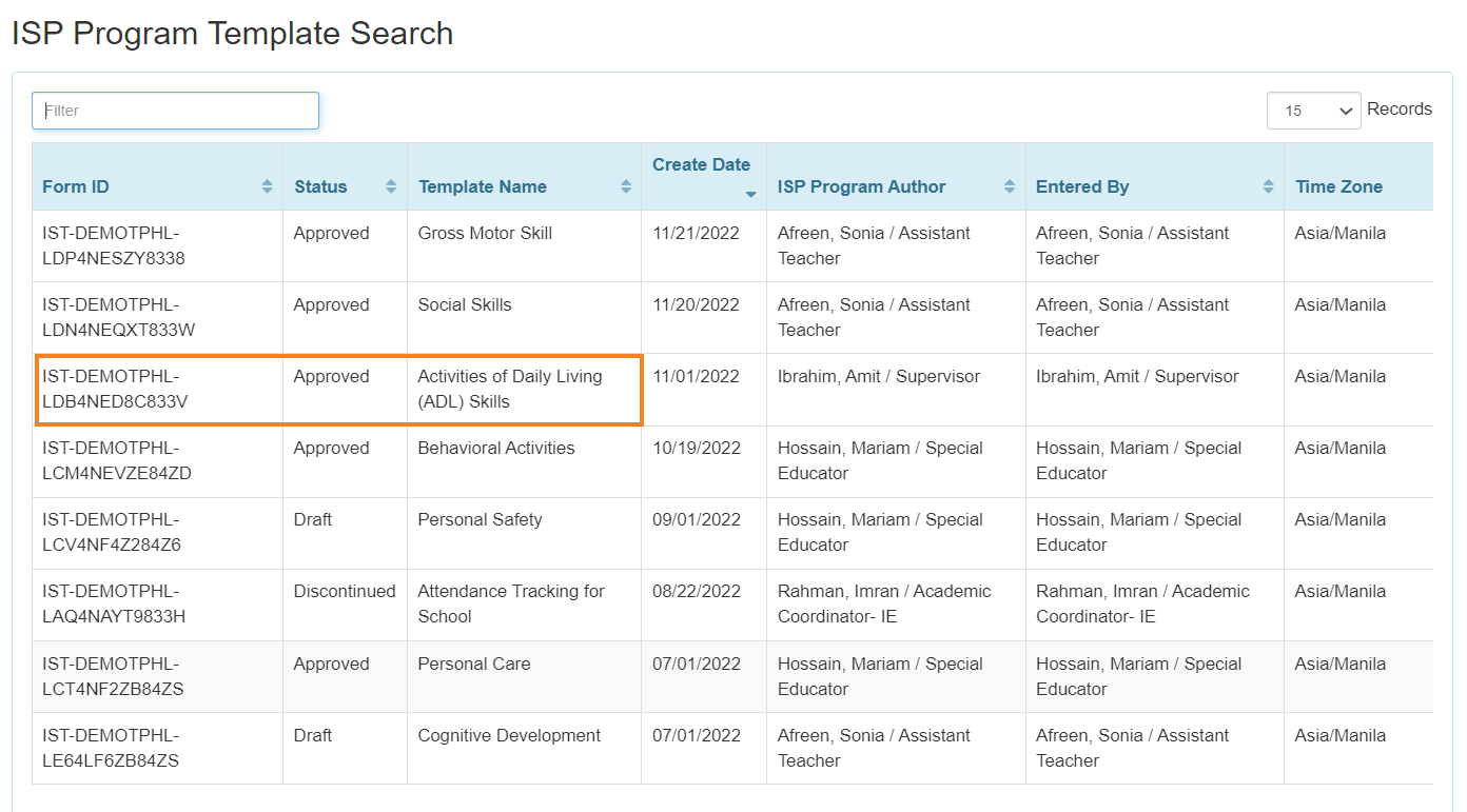 ISP program on therap dashboard