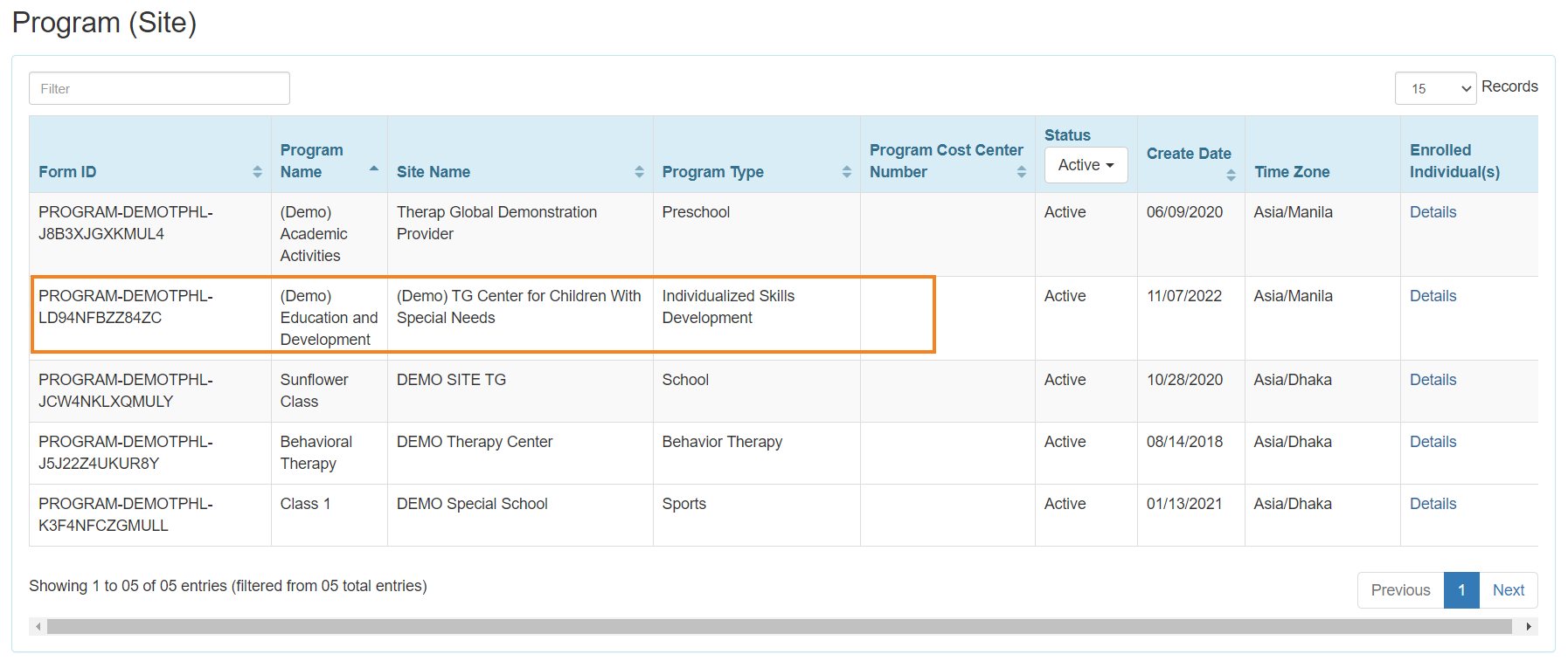 select program from isp program list