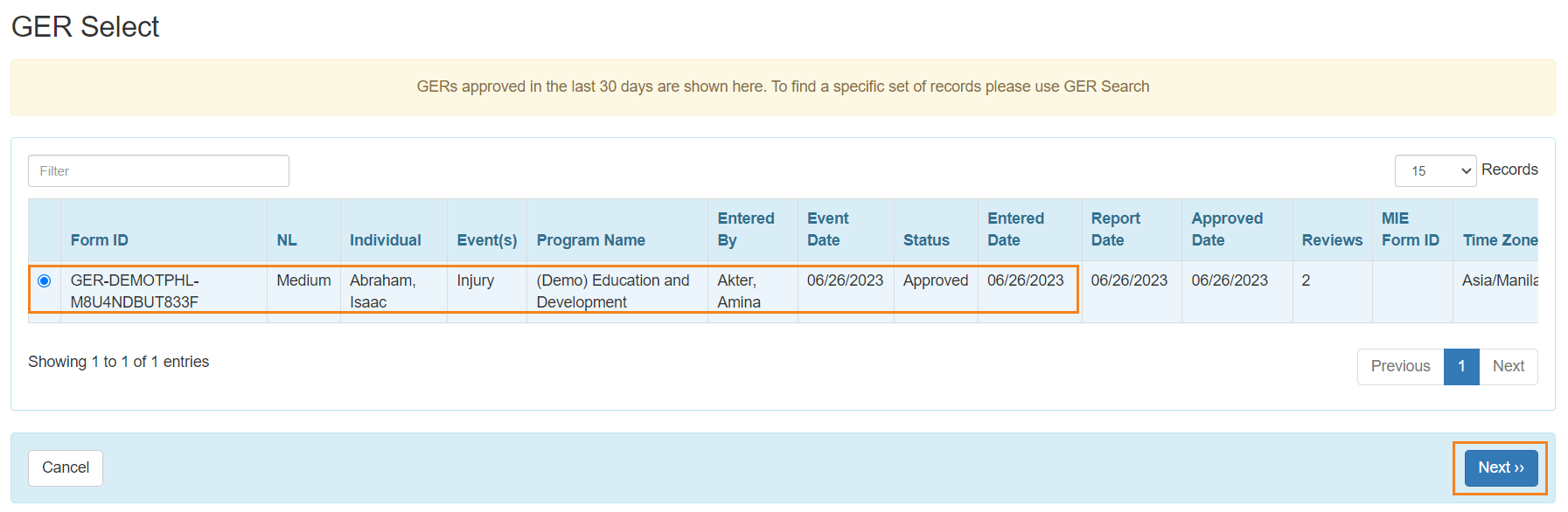 select program from isp program list