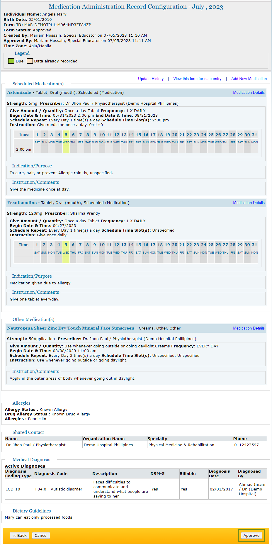 ISP program on therap dashboard