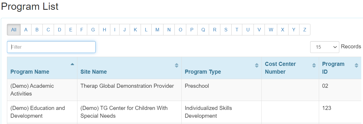 Program List select program from isp program list