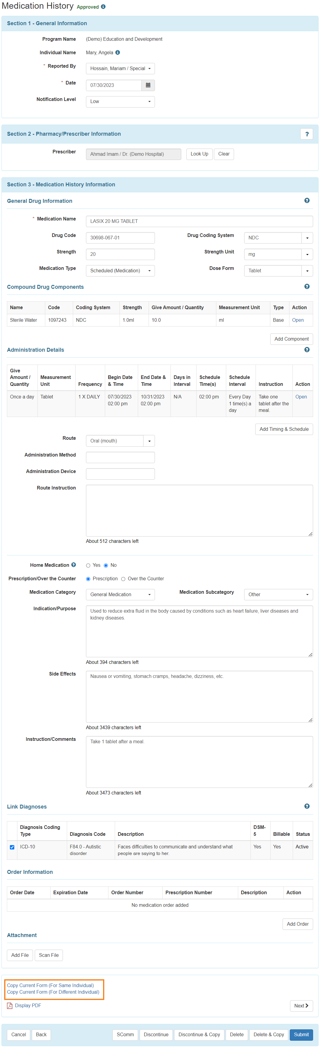 ISP program on therap dashboard