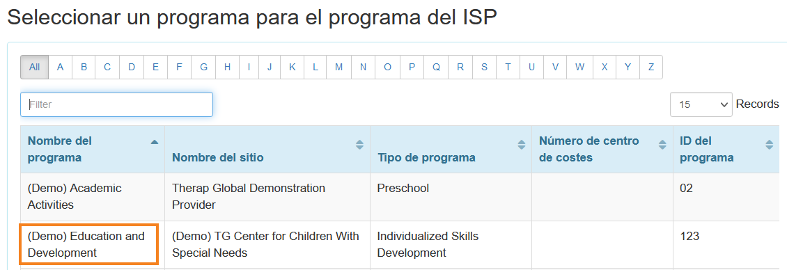 select program from isp program list