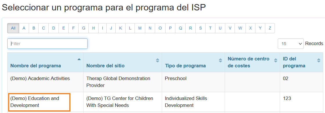 select program from isp program list