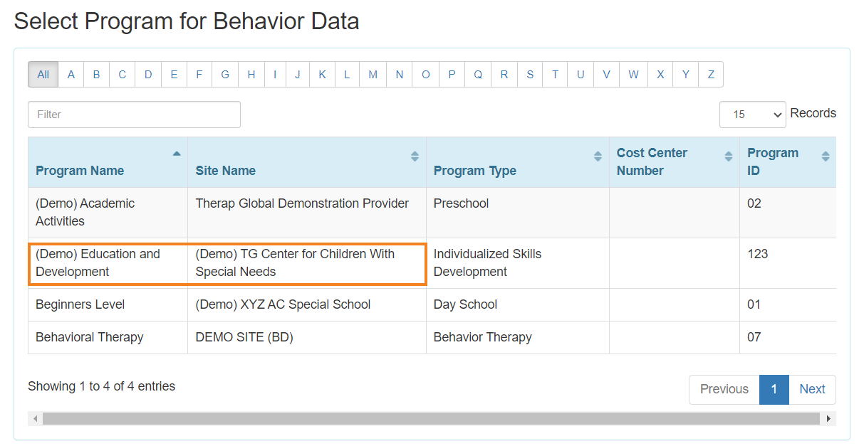 select program from isp program list