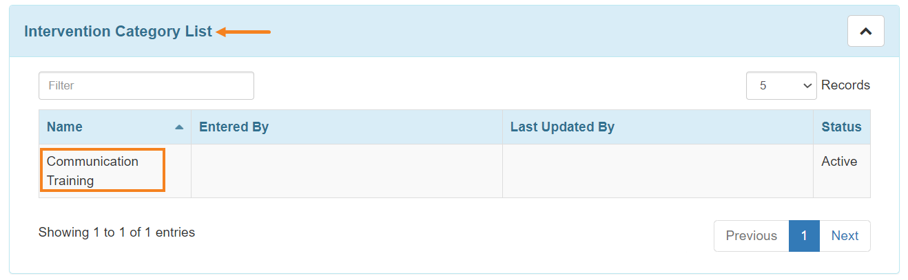 intervention list select program from isp program list