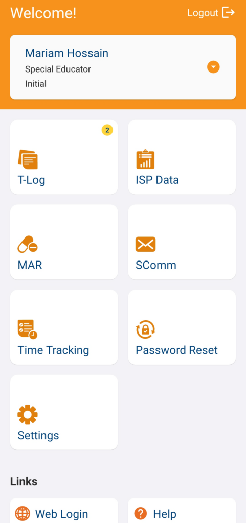 Dashboard ISP program on therap dashboard