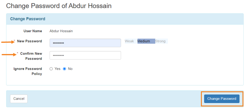 reset password select program from isp program list