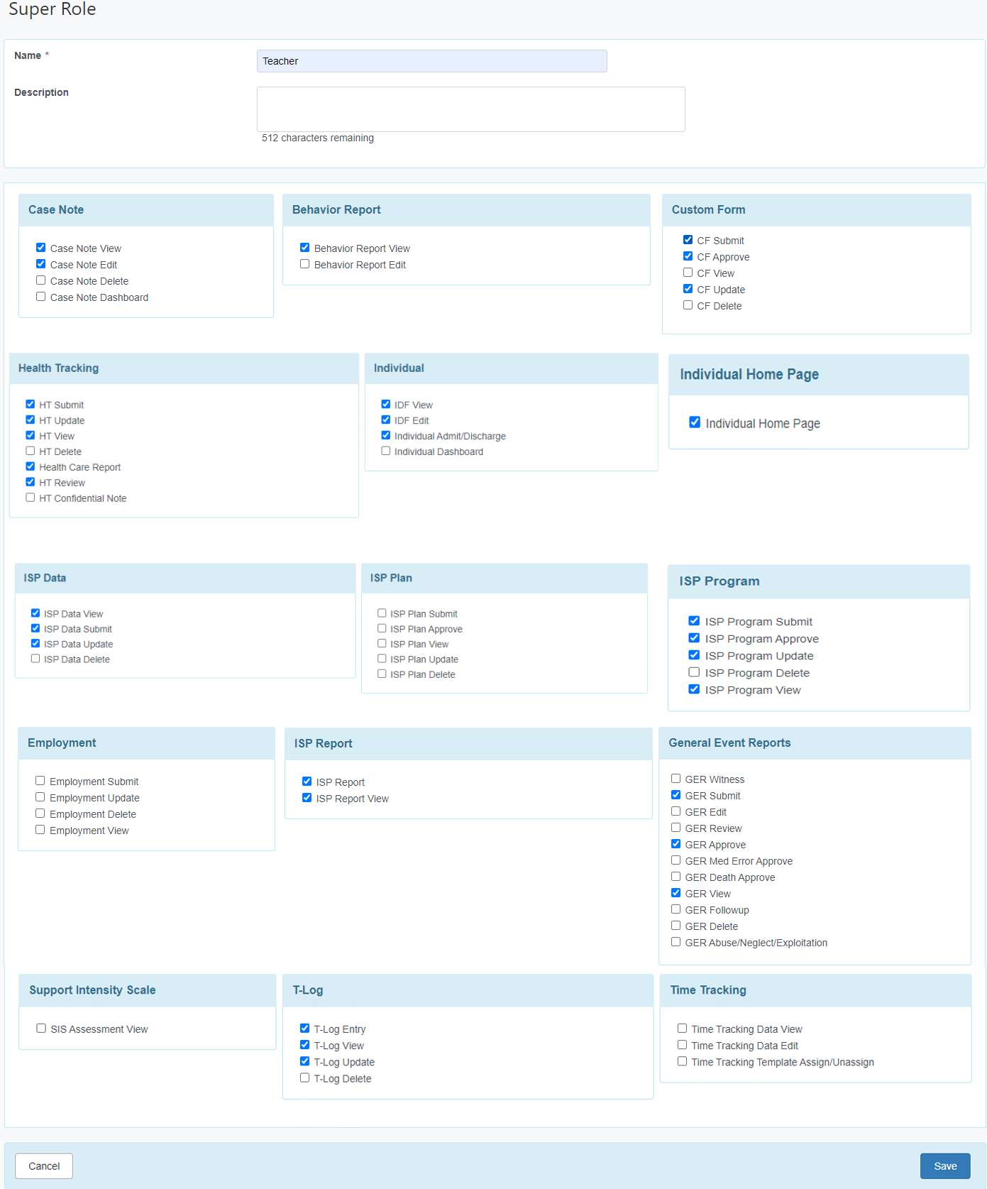 4 ISP program on therap dashboard