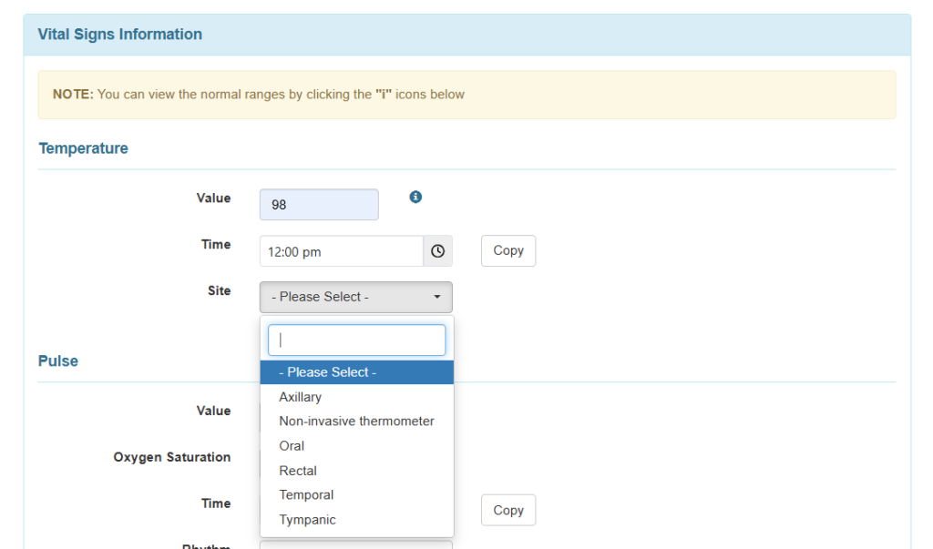 vital info temp select program from isp program list