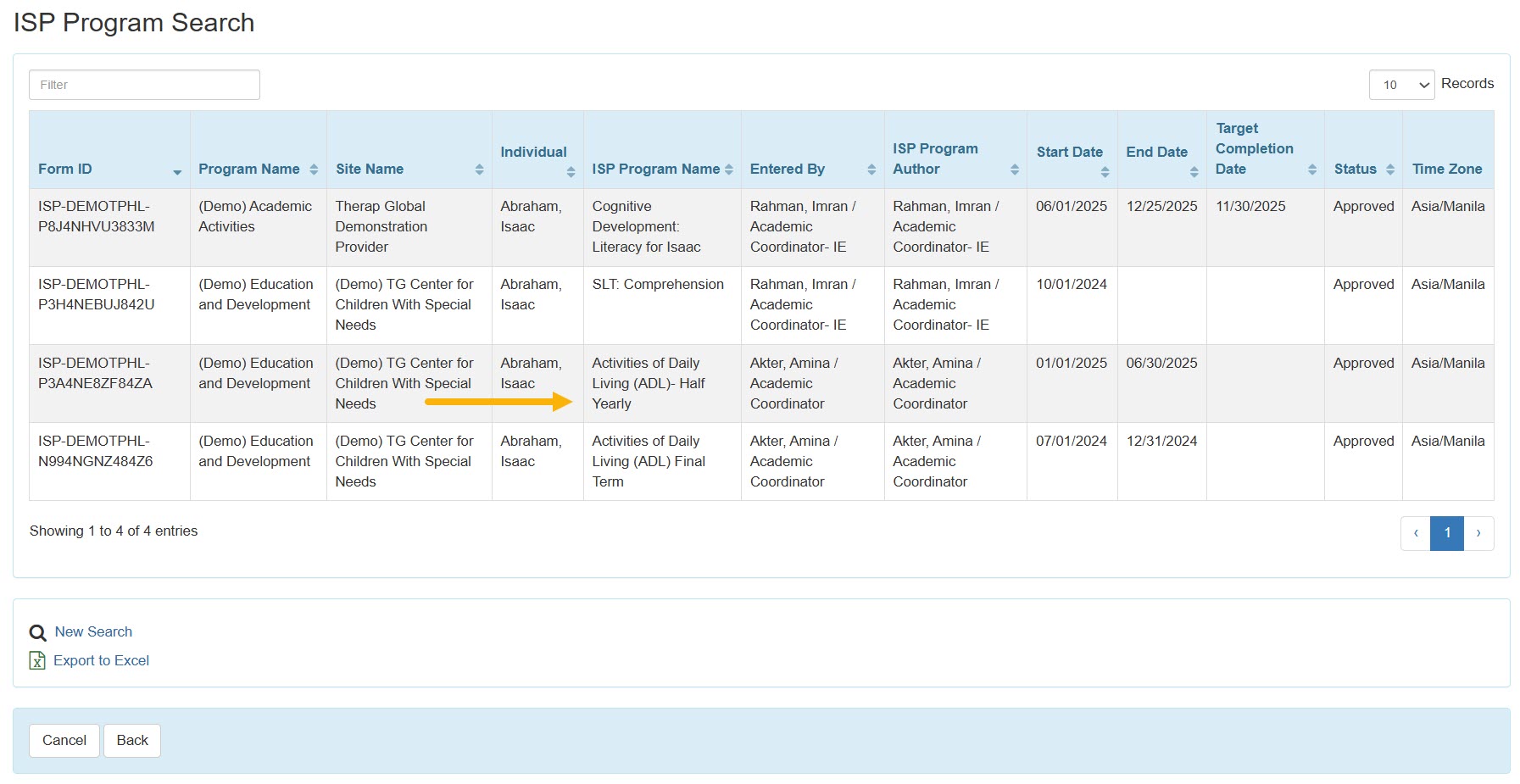 3 ISP Program list select program from isp program list
