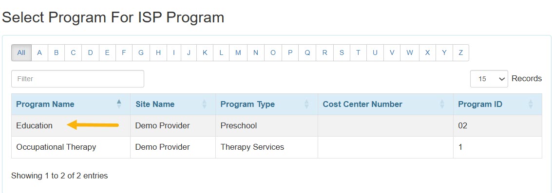 6 Select Program select program from isp program list
