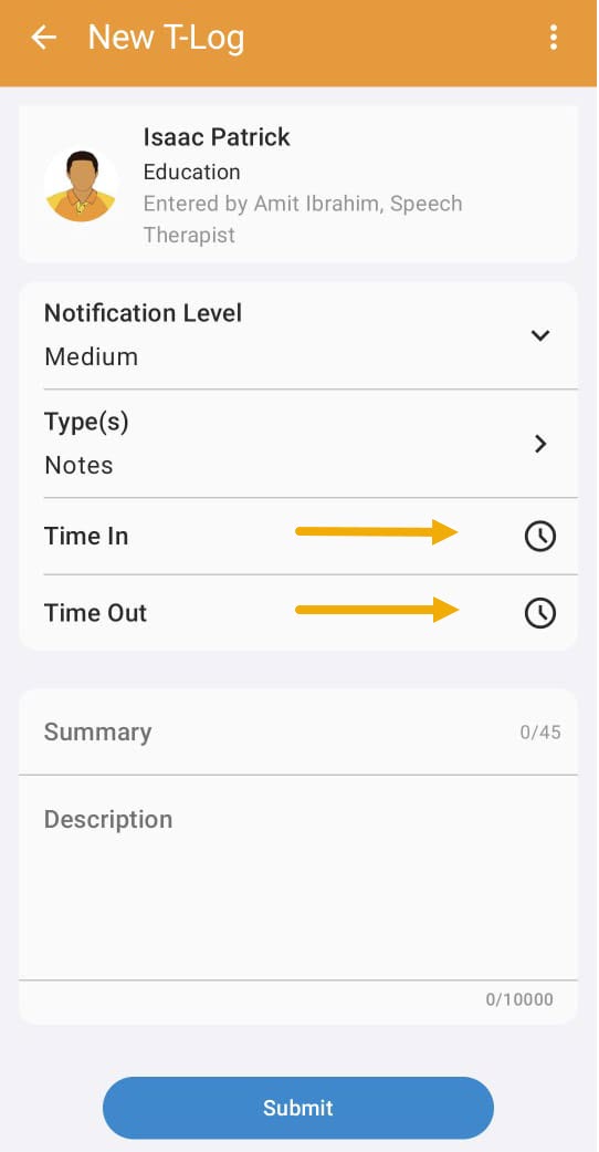 8 Time In Time Out ISP program on therap dashboard
