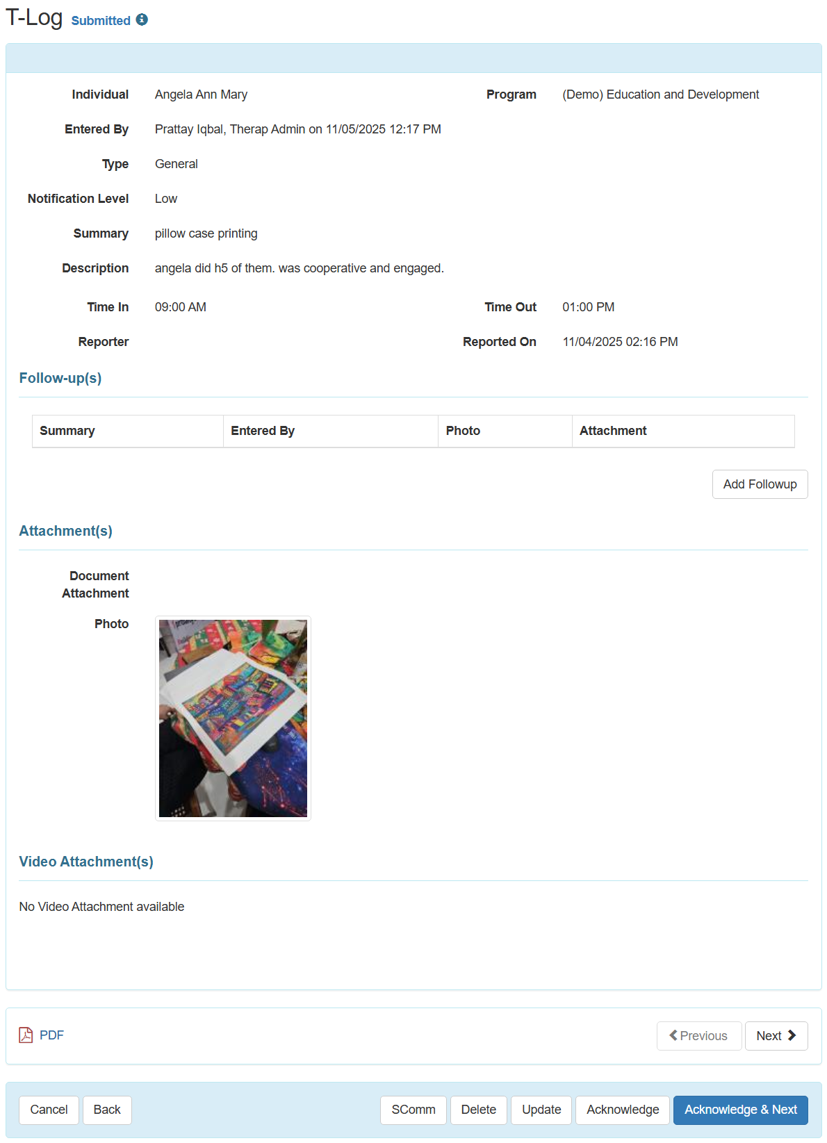 T-Log form fill up 2 select program from isp program list