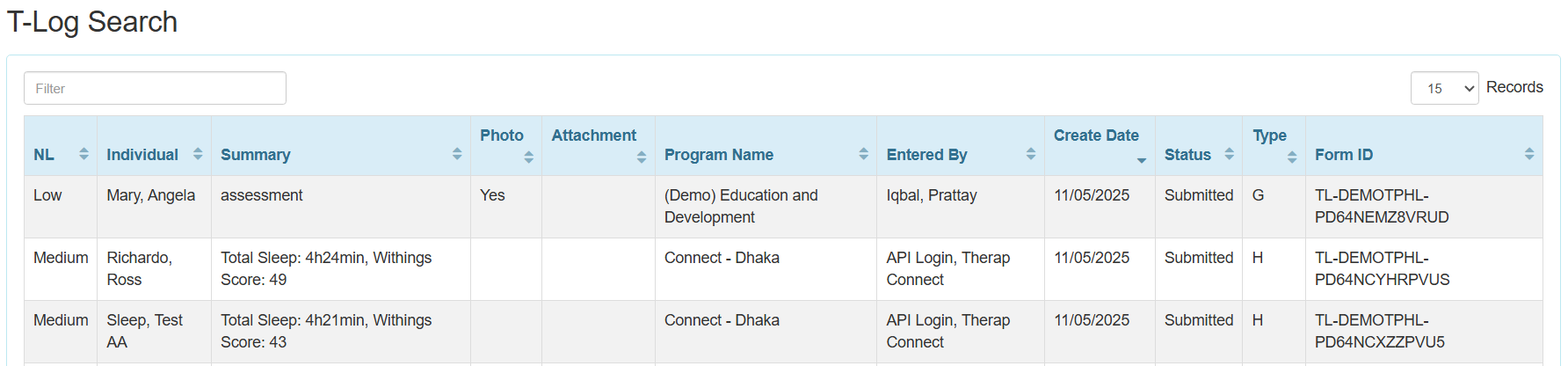 T-Log search 2 select program from isp program list