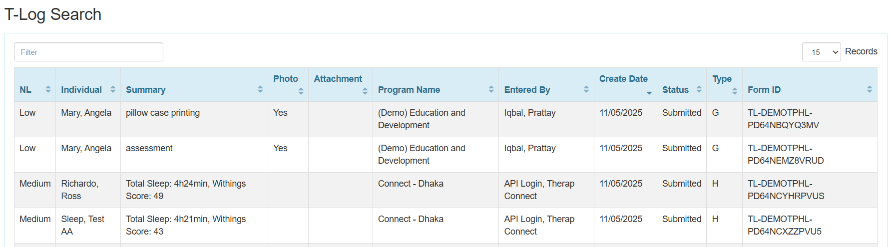 T-Log search select program from isp program list