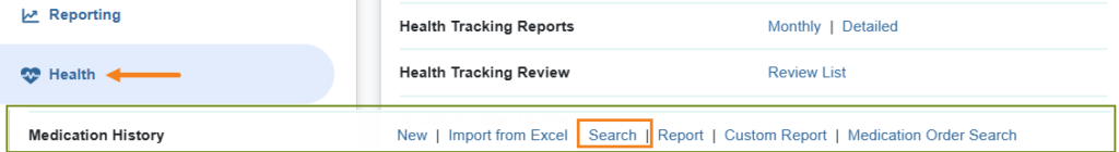 search medication ISP program on therap dashboard