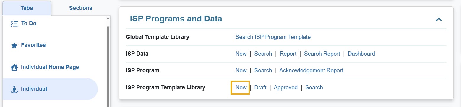 ISP program on therap dashboard