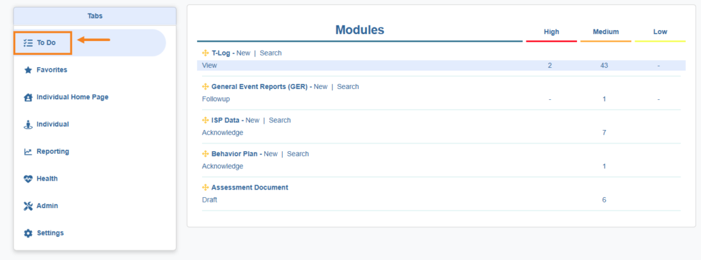 ISP program on therap dashboard