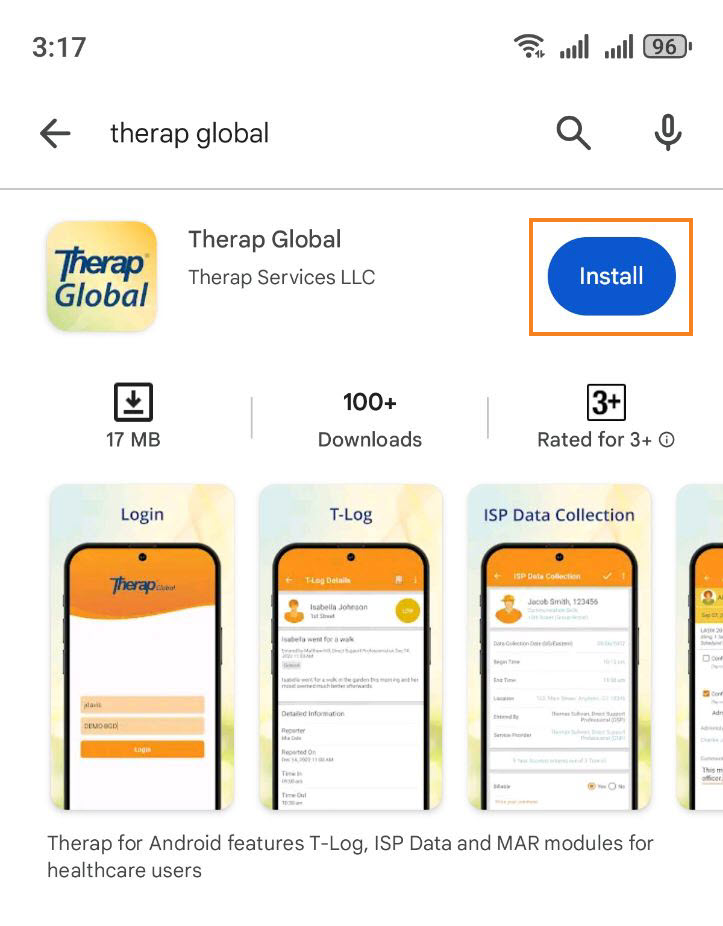 ISP program on therap dashboard