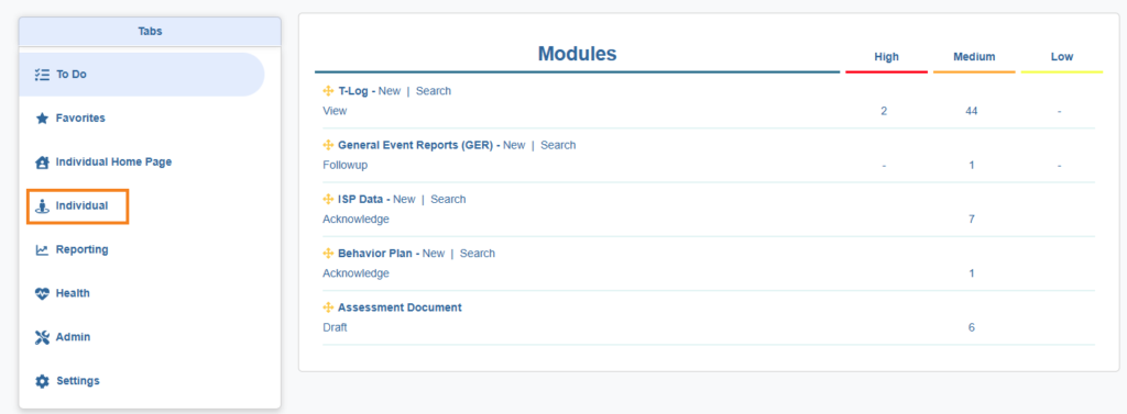 ISP program on therap dashboard